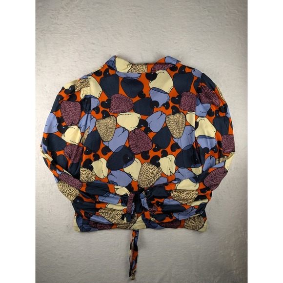 NWT Farm Rio‎ Anthropologie Blouse Button Down Tie Front Long Sleeve Top S - Picture 13 of 16